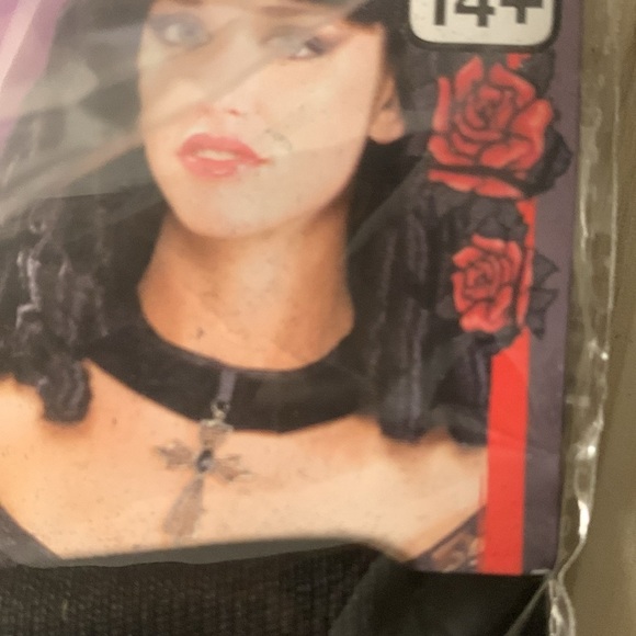 Black Velvet Choker with Cross Medallion NWT - Picture 3 of 5